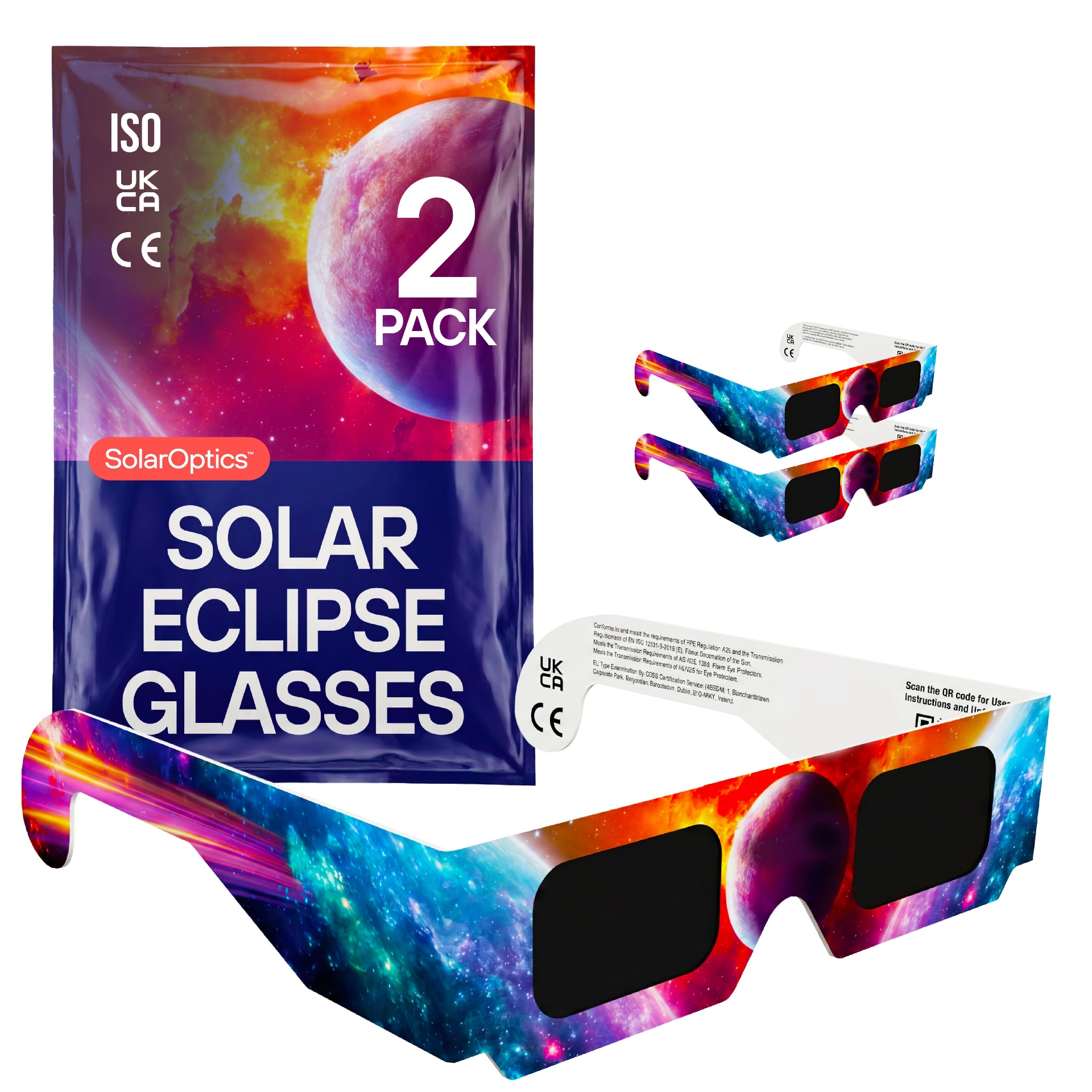 SolarOptics 2-Pack certified solar eclipse glasses