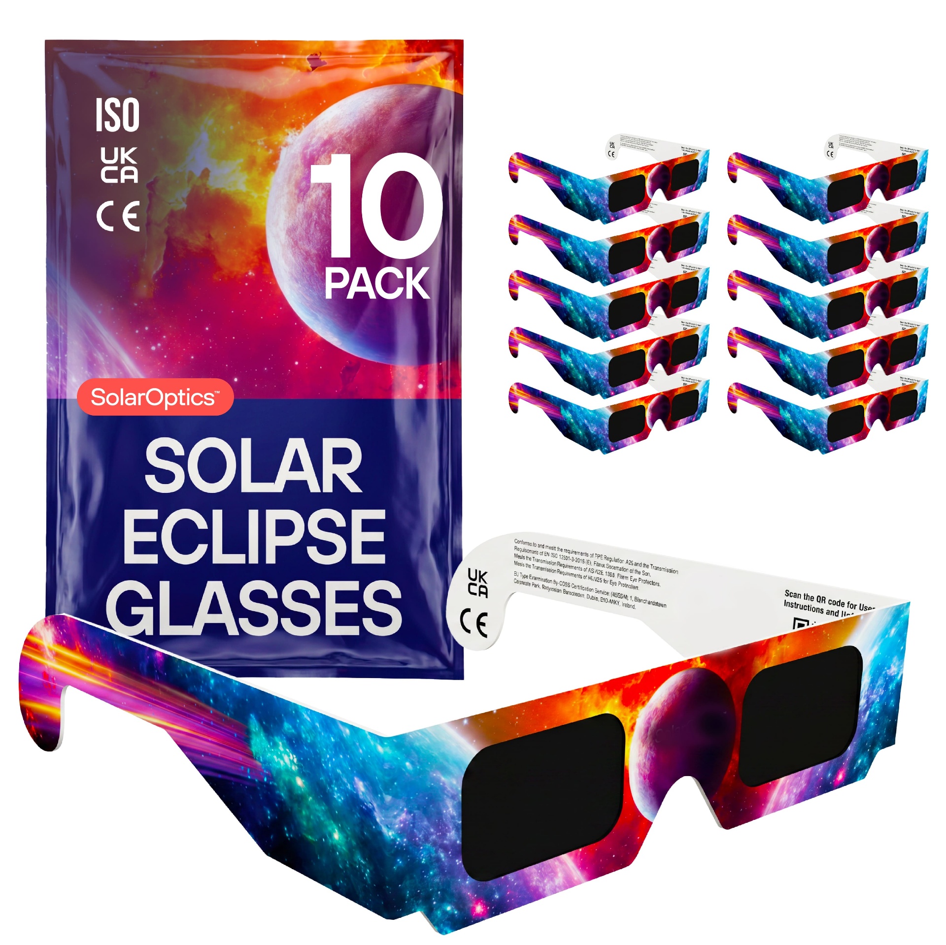 SolarOptics 10-Pack certified solar eclipse glasses
