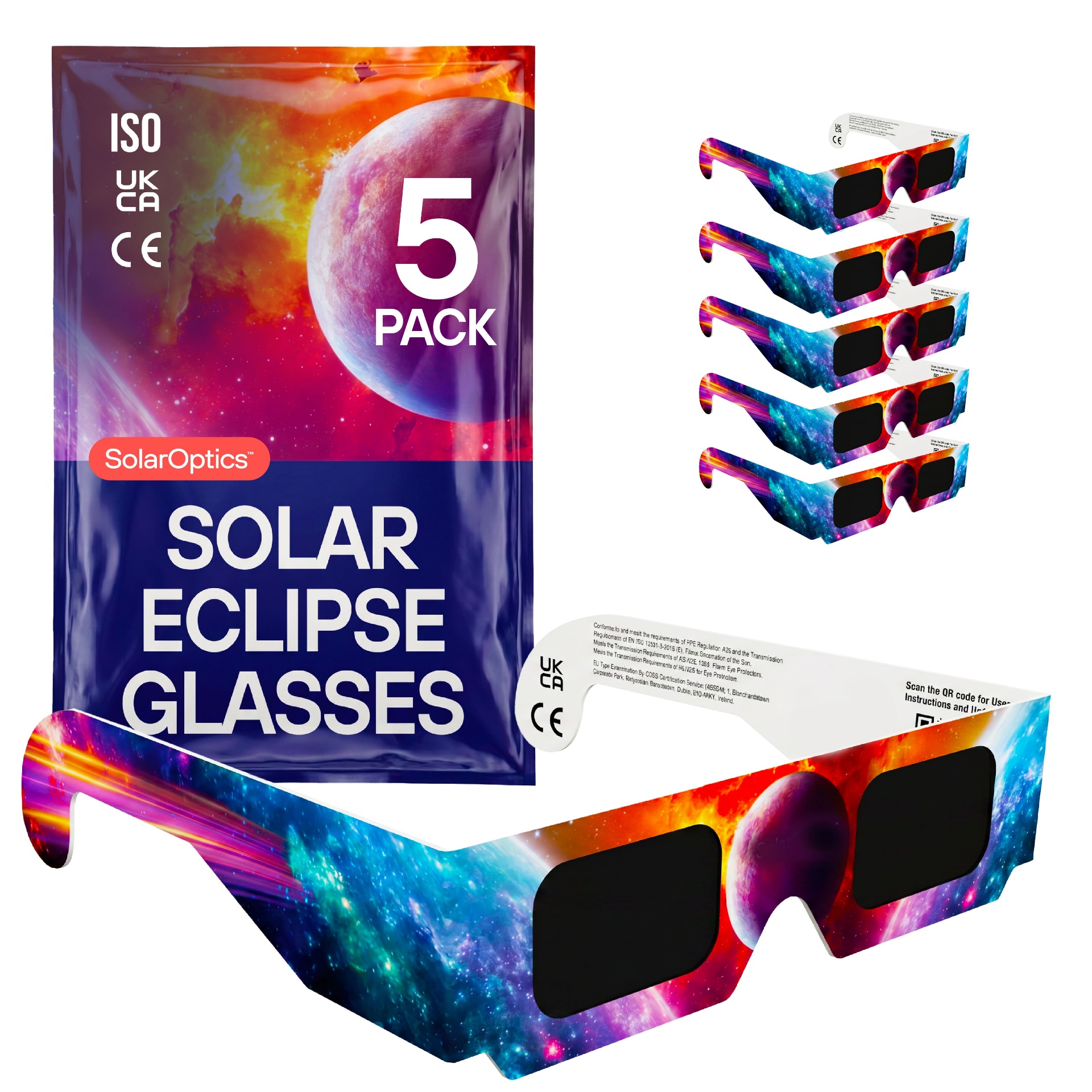 SolarOptics 5-Pack certified solar eclipse glasses
