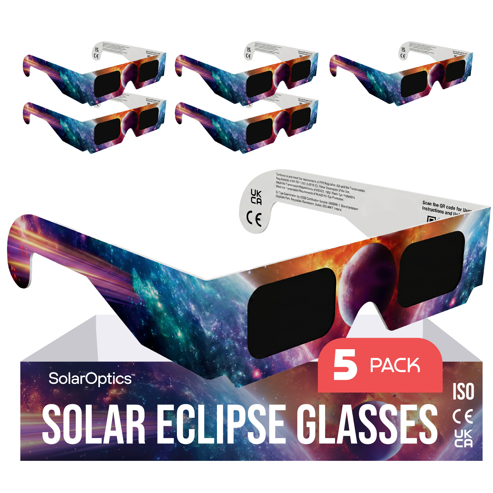 SolarOptics 5-Pack certified solar eclipse glasses